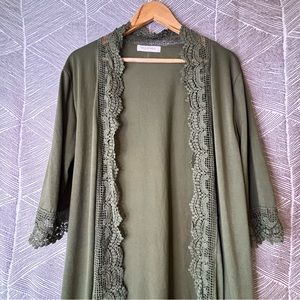 Hipster Row Olive Green Duster Cardigan